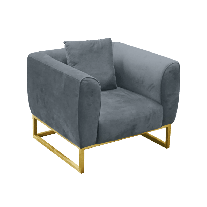 Eleganza Velvet 1-Seater Sofa – Gray