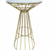 Fontana Gold Wire Cocktail Table, White Top