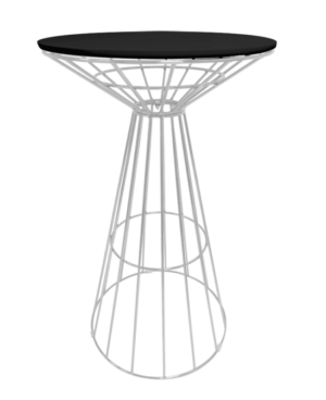 Fontana White Wire Cocktail Table, Black Top
