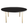 Hairpin Opal Black Dining Table, Gold Legs