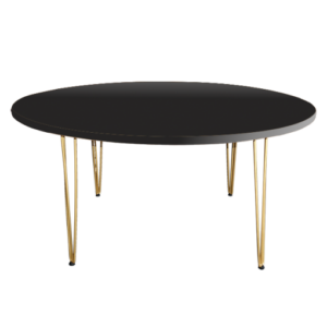 Hairpin Opal Black Dining Table, Gold Legs