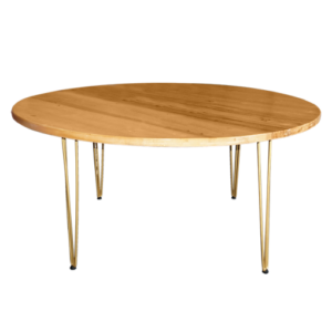 Hairpin Opal Rustic Dining Table, Gold Legs