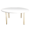 Hairpin Opal White Dining Table, Gold Legs