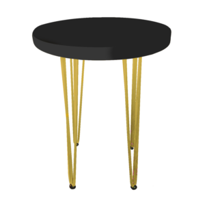 Hairpin Pearl Black Cafe Table, Gold Legs