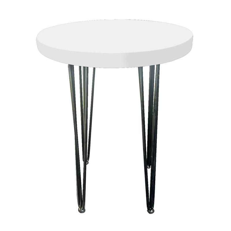 Hairpin Pearl White Cafe Table, Black Legs