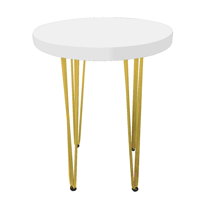 Hairpin Pearl White Cafe Table, Gold Legs