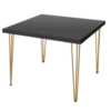 Hairpin Square Black Dining Table, Gold Legs