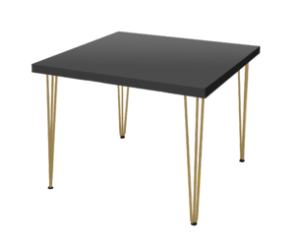 Hairpin Square Black Dining Table, Gold Legs