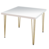 Hairpin Square White Dining Table, Gold Legs
