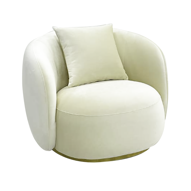 Laurent Velvet 1-Seater Sofa, Beige