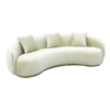 Laurent Velvet 3-Seater Curved Sofa, Beige