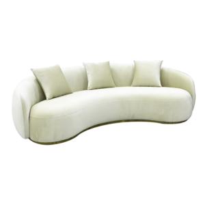 Laurent Velvet 3-Seater Curved Sofa, Beige