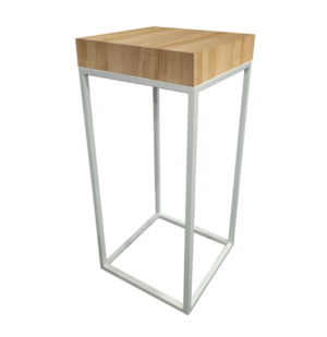 Menorca White High Table, Wooden Top