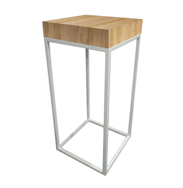 Menorca White High Table, Wooden Top
