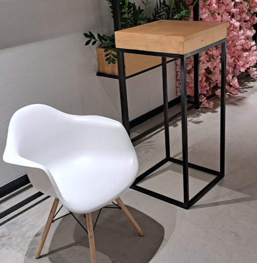 Menorca Black High Table, Rustic Wooden Top
