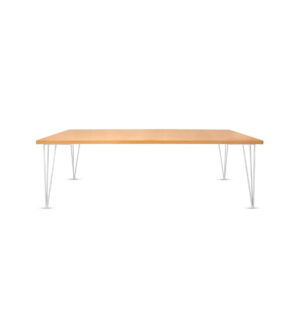 Hairpin Dining Table White with Brown Top